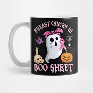 Skull Ghost Girl Halloween Day Breast Cancer Is Boo Sheet Mug